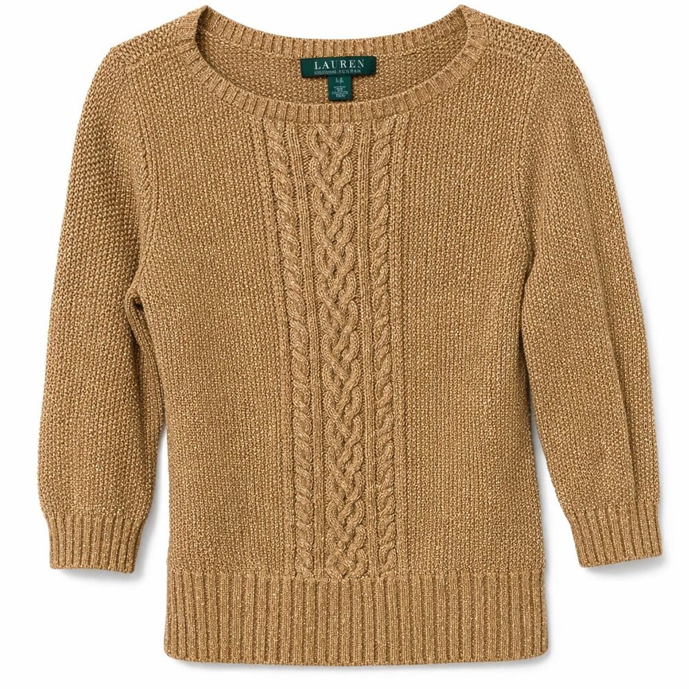 Lauren Ralph Lauren Women's Gold finish Cable Knit Sweater